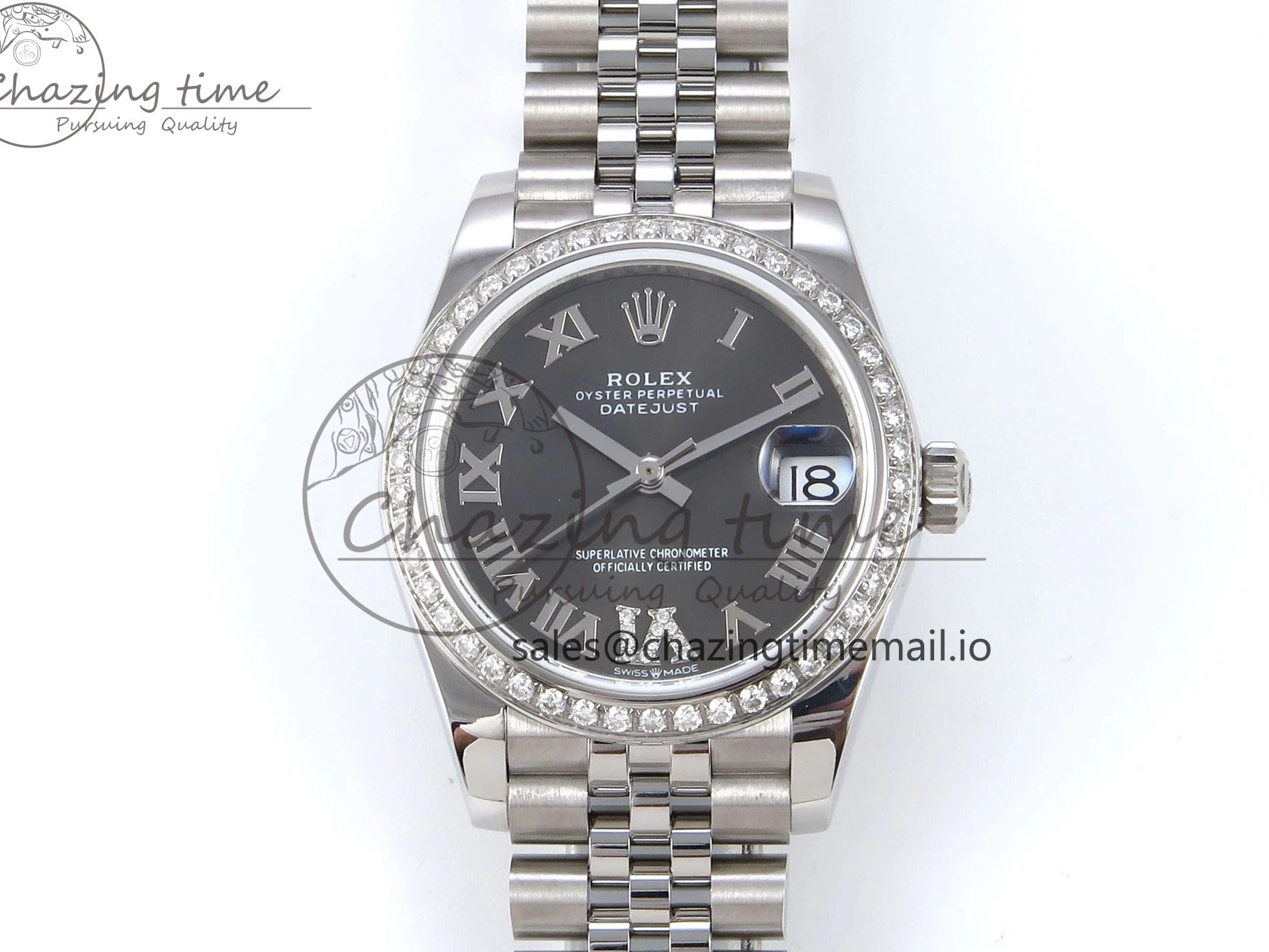 0119 DateJust 31 278384RBR JARF 1:1 Best Edition 904L Steel Gray Roman Diamonds Dial on SS Jubilee Bracelet HZ Classic 875